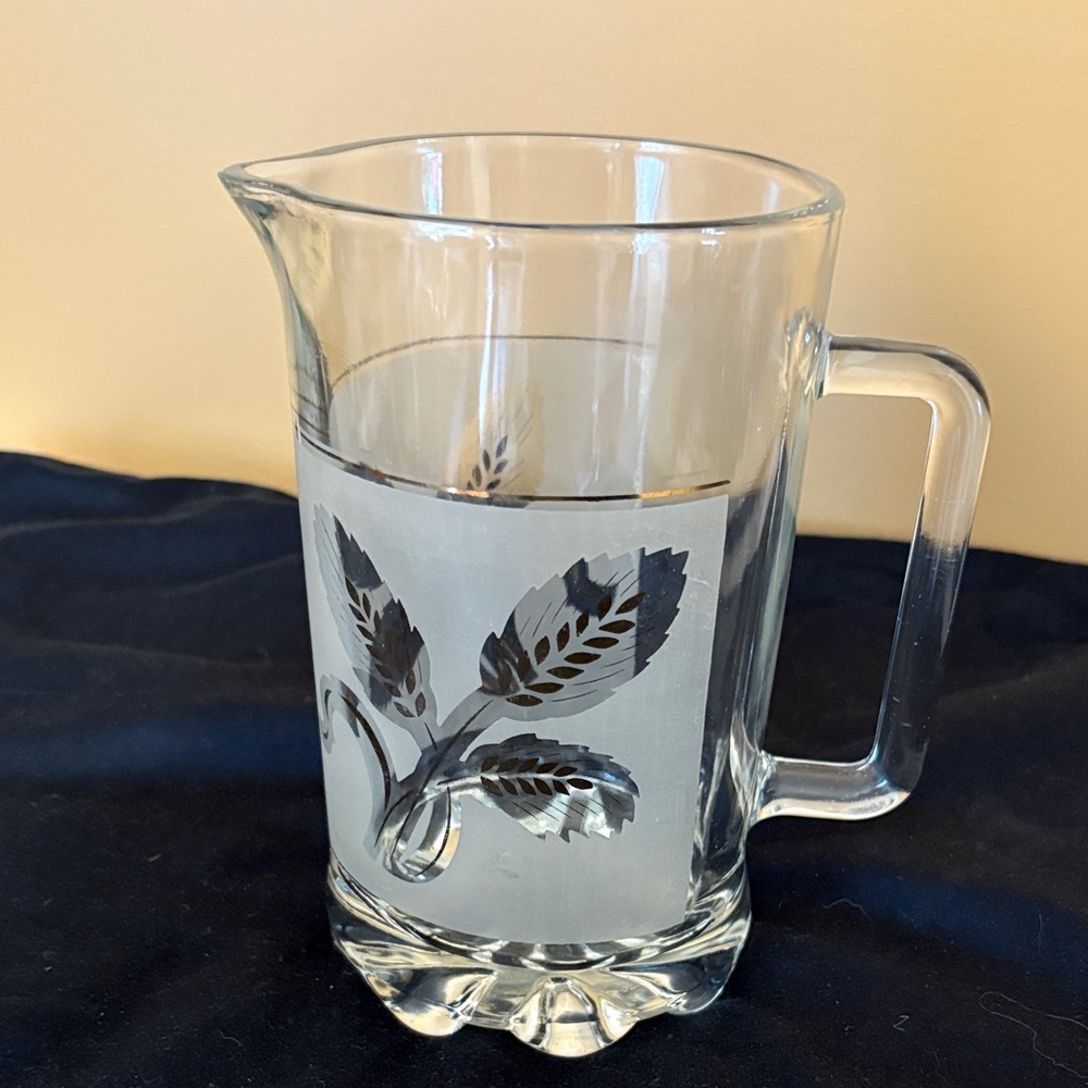 Vintage Covetro Italian Golden Wheat Frosted Glass Pitcher